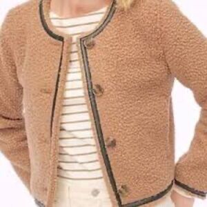 J Crew Factory Sherpa Jacket Brown Black Size 14 NWT